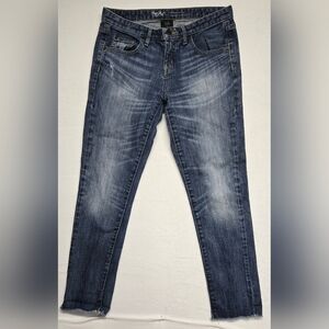 Mossimo 0 Boyfriend Crop Jeans Distressed 5 Pocket Zipper Fly